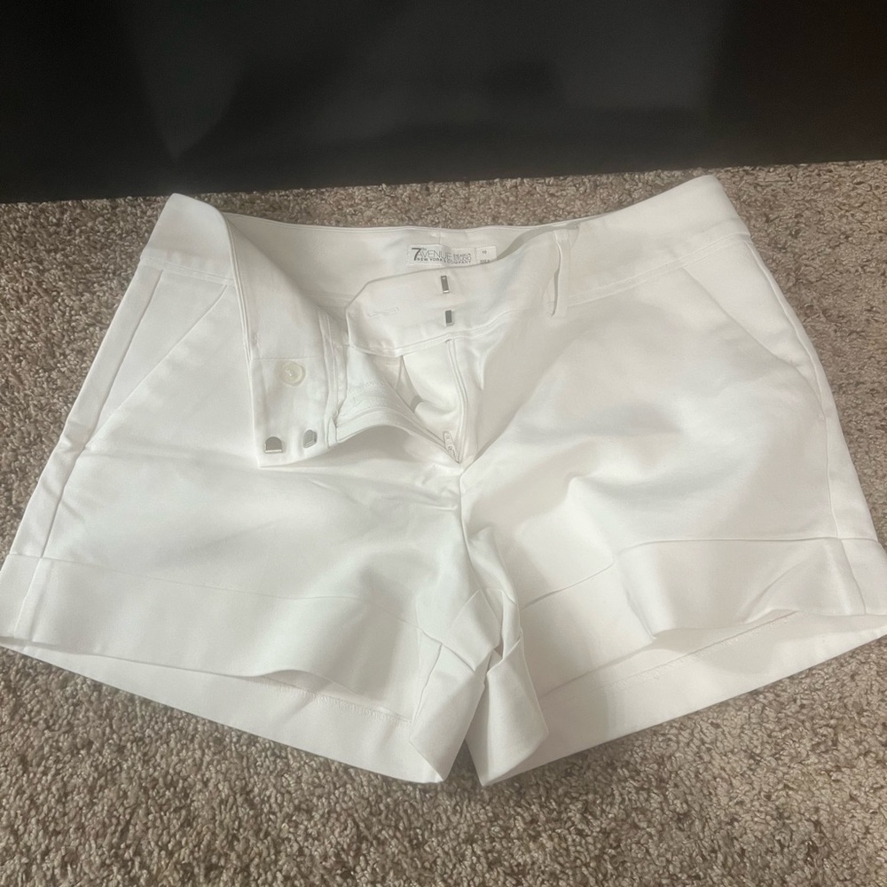 New York & Company White High-Waist Tailored Shorts